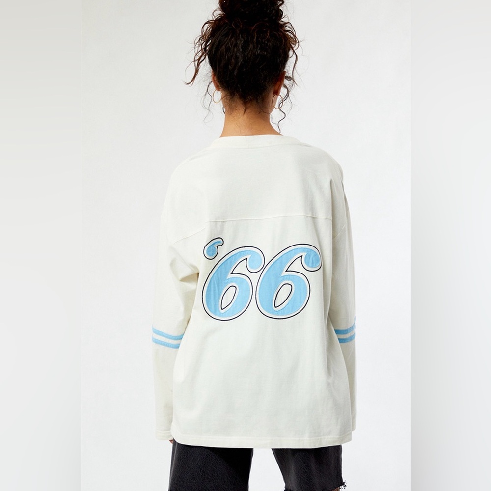 Pacsun Cream and Blue Ford Bronco Graphic Varsity Shirt, Size M - Picture 2 of 6